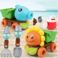 [READY STOCK] Plant vs Zombies Beach Toy Car Set Outdoor Sand Shovel [Sunflower] [Pea Cart] [6pcs]